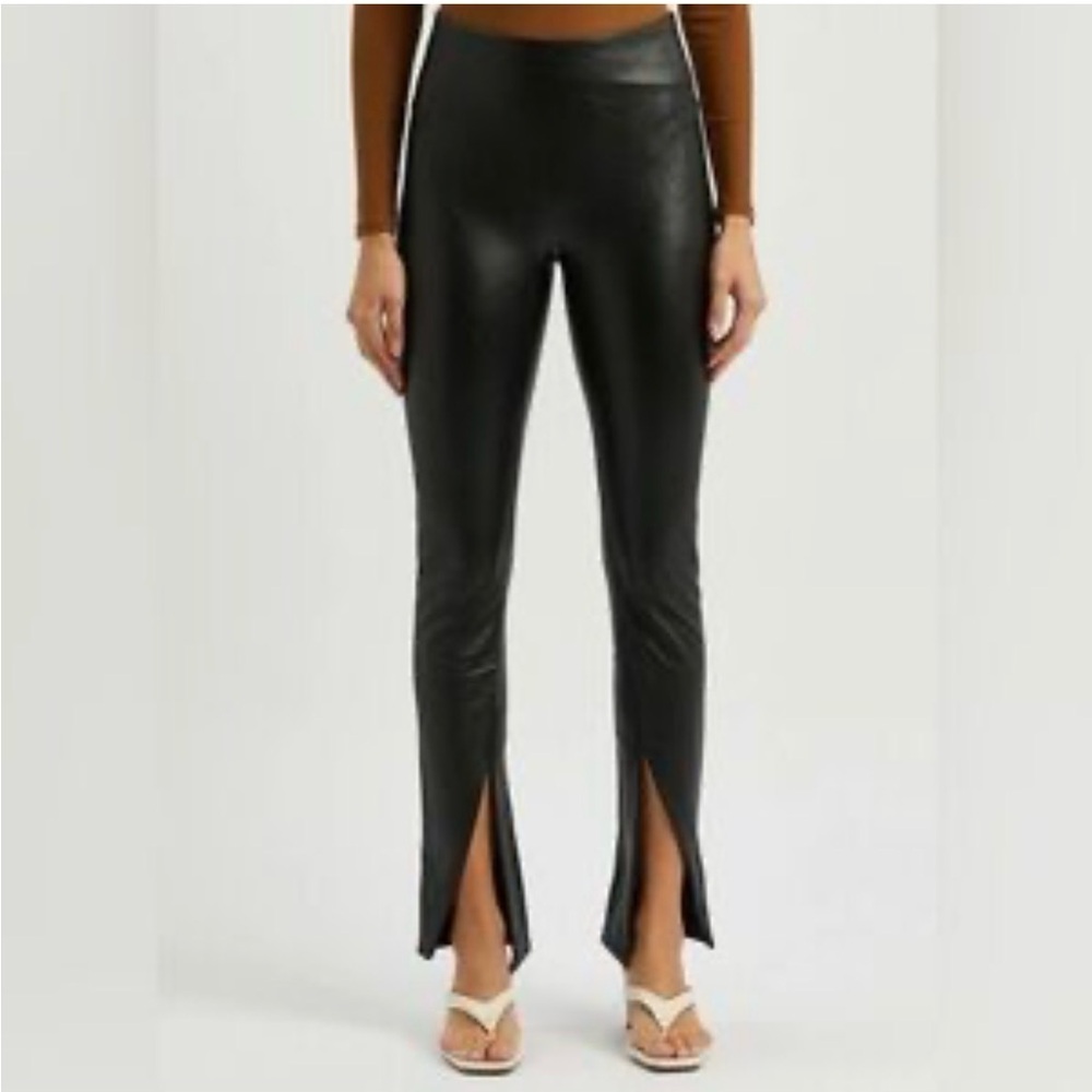 SPANX Black Faux-Leather Split-Hem Skinny Pants